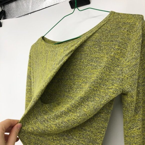 T By Alexander Wang marled yellow LS bodycon mini dress  drape twist back - Picture 11 of 16
